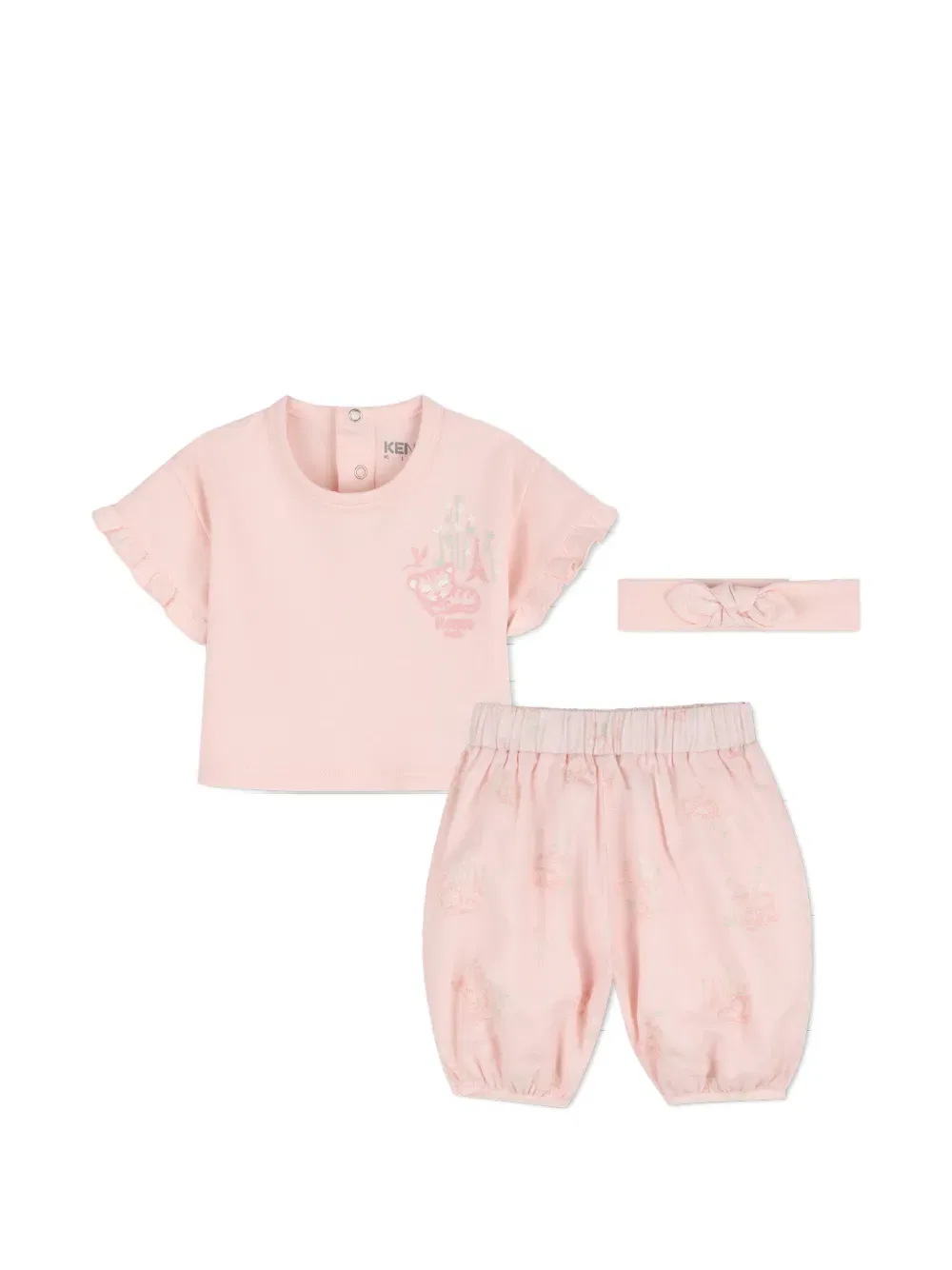 Комплект брюк с оборками на рукавах (три штуки) Kenzo Kids, розовый