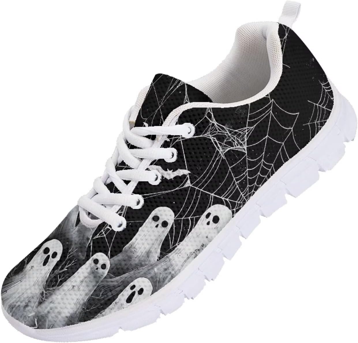 

Кроссовки Forchrinse для женщин и мужчин, повседневные с шнуровкой, нескользящие, для бега, спорта и тренажерного зала, Halloween Spooky Spider Web