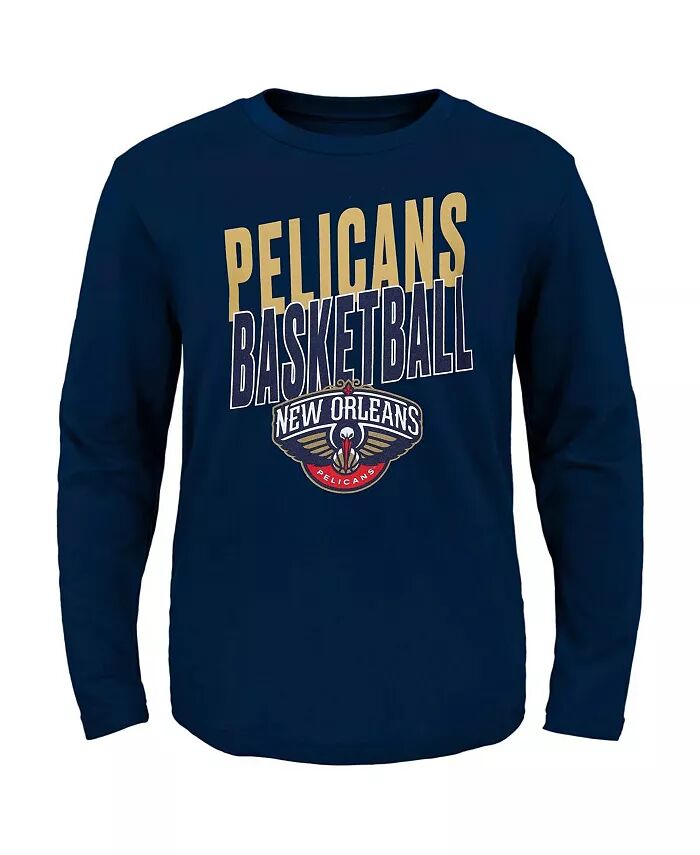 

Темно-синяя футболка с длинными рукавами Little Boys and Girls New Orleans Pelicans Showtime Outerstuff, синий