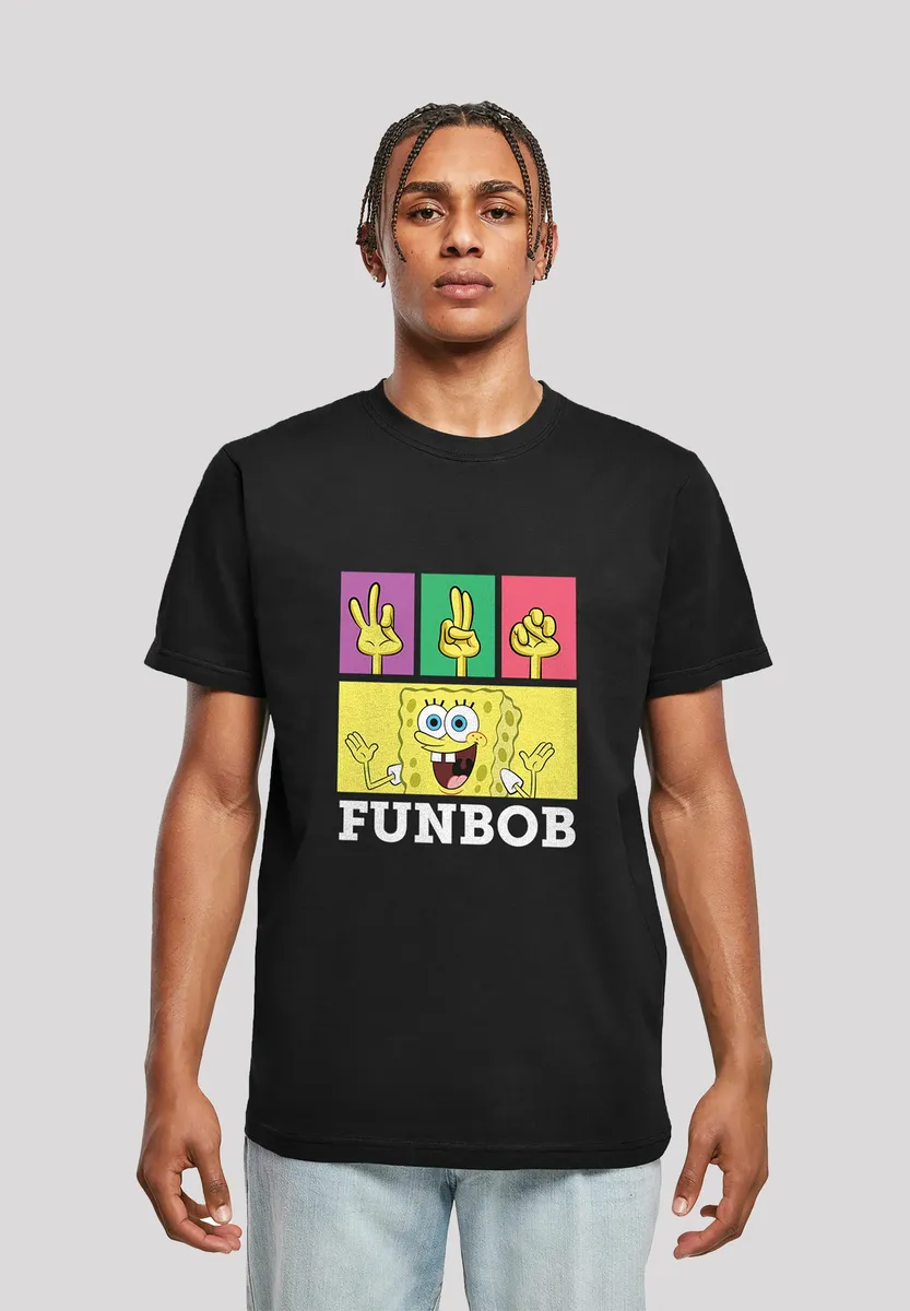 

F4NT4STIC Футболка "Губка Боб Квадратные Штаны FUNBOB", мужская, премиум-мерч, стандартного кроя, базовая, с принтом, черный