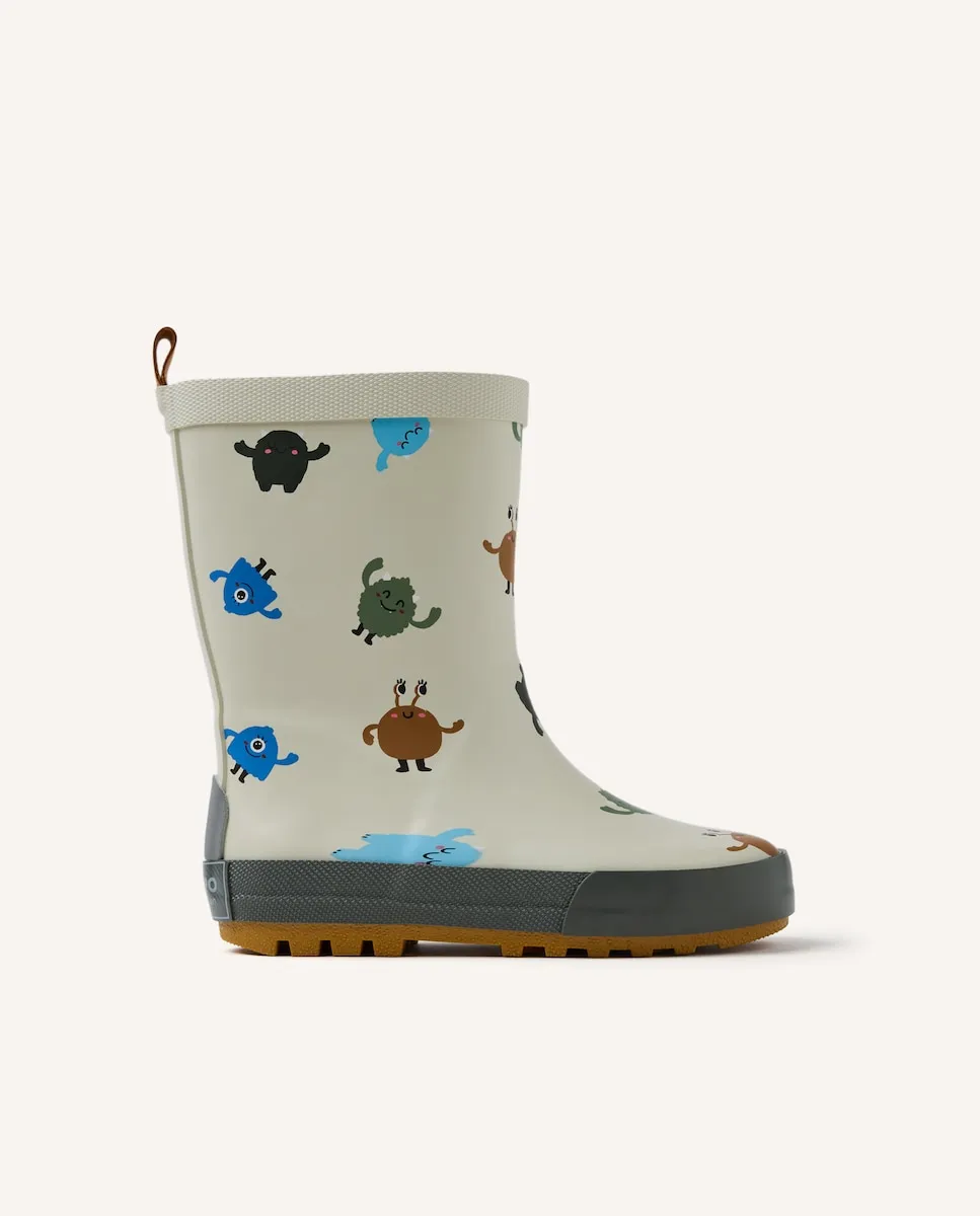 

Детские резиновые сапоги с рисунками и меховой подкладкой Gioseppo, серый