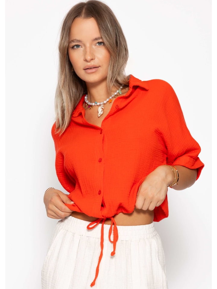 

Блузка из муслина с кулиской оранжевого цвета SASSYCLASSY