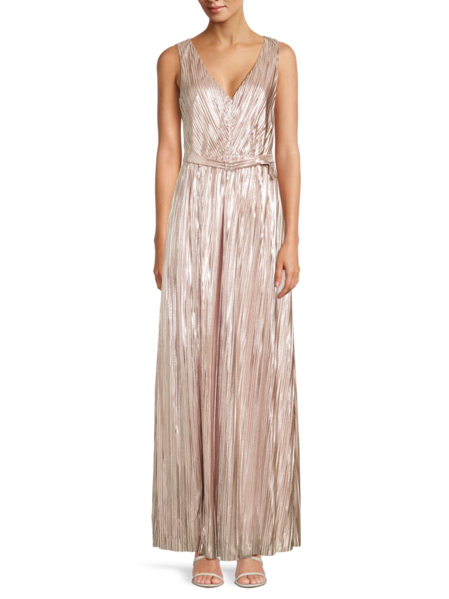 

Металлическое плиссированное платье-футляр Eliza J, цвет Blush