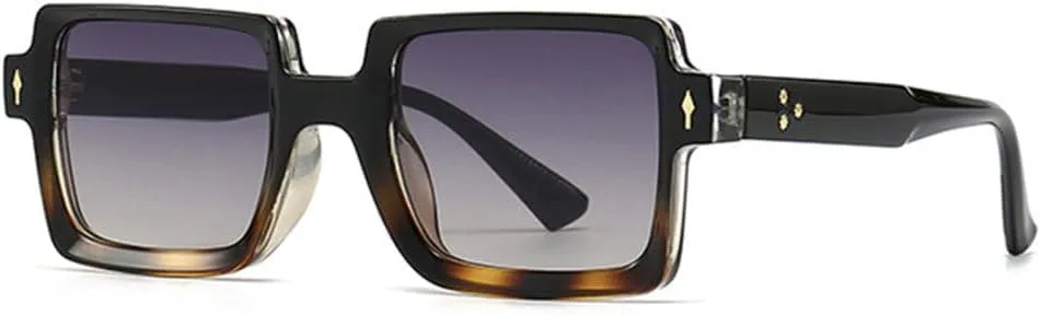 

Солнцезащитные очки LVTFCO Retro Rivets Punk для мужчин, защита от УФ-излучения UV400, модные градиентные солнцезащитные очки для женщин, Black Leopard Grey