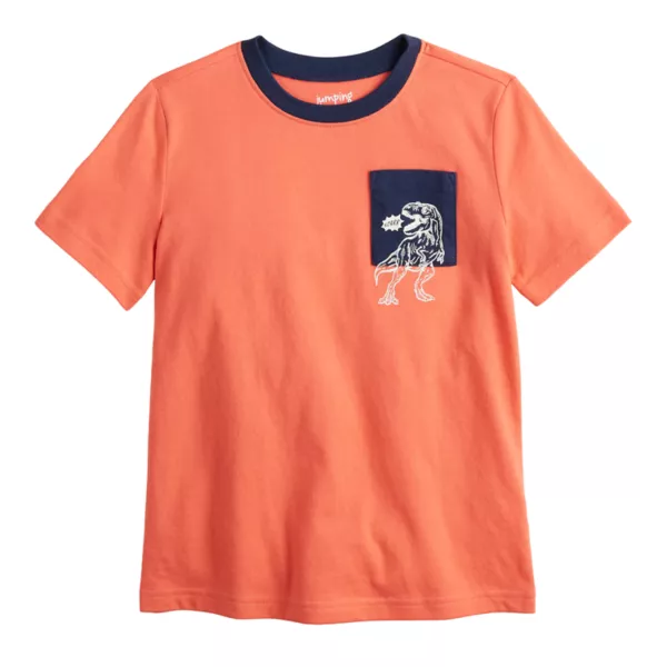 

Футболка с коротким рукавом и принтом для мальчиков 4-12 лет Jumping Beans, цвет coral trex pocket