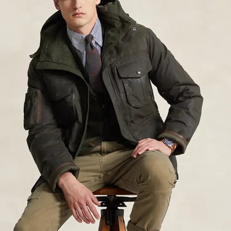 Куртка пуховая мужская оливково-зеленая Polo Ralph Lauren — фото 4