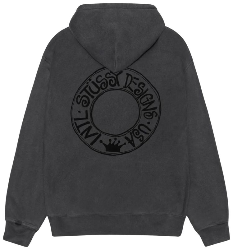 Худи Stussy Buana, окрашенное пигментами, черный — фото 2