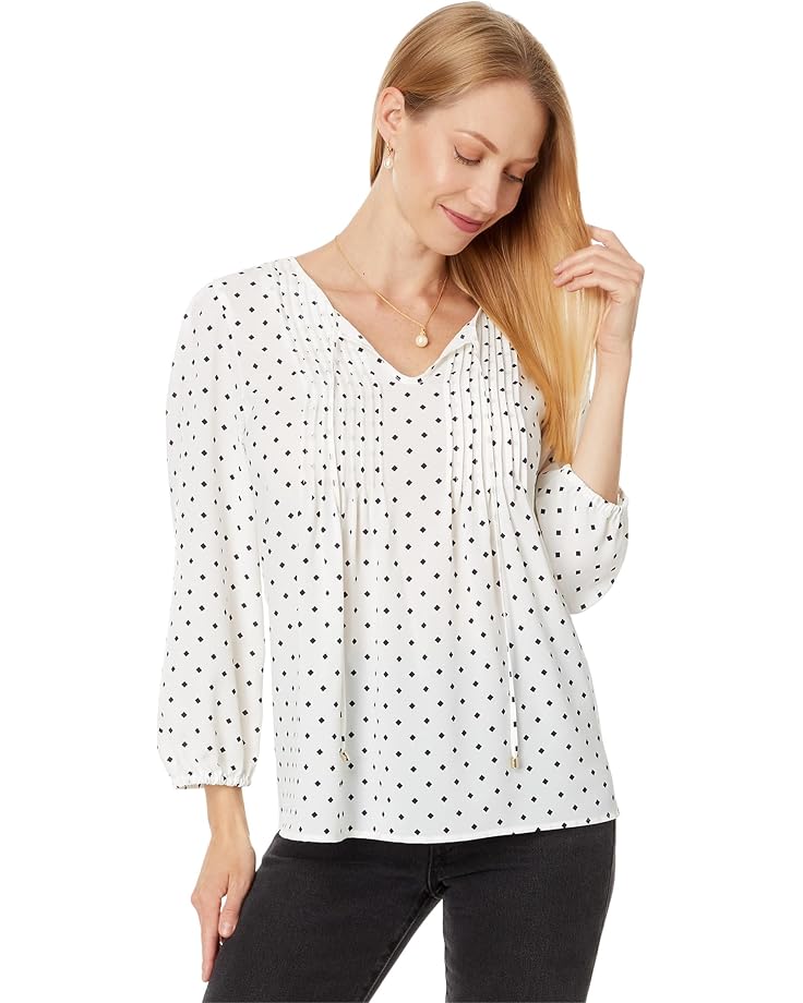 

Блузка Tommy Hilfiger Dot Pintuck Blouse, цвет Ivory/Sky Captain