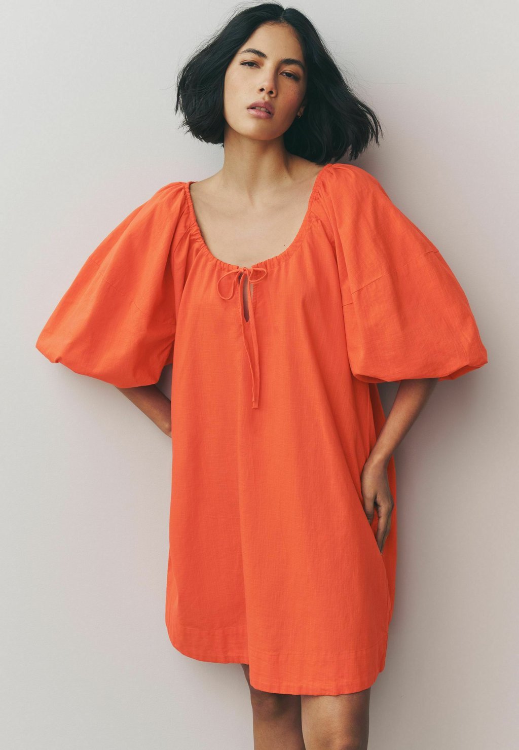 

Повседневное платье TALL FIT - PUFF SLEEVE FRONT Next, оранжевый