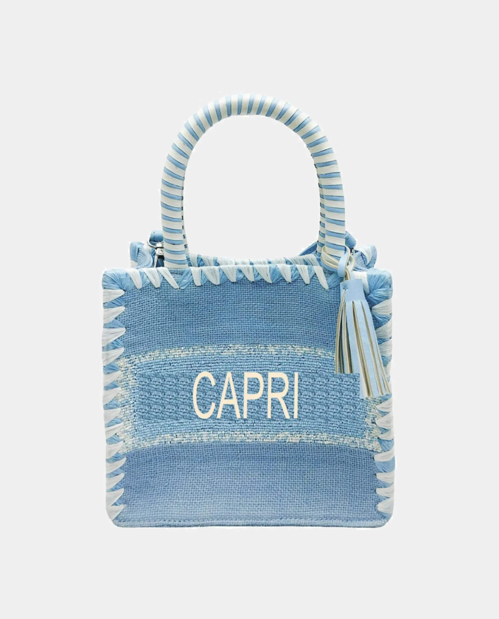 

Сумка Capazo pequeño de yute con asas rígidas y detalle decorativo "CAPRI" Siena, бирюзовый