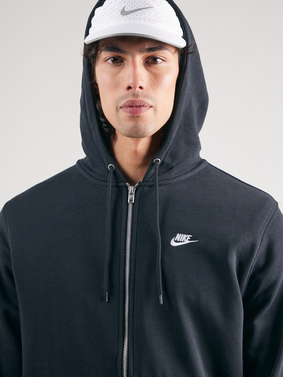 Толстовка с капюшоном на молнии Nike Sportswear Club Fleece, черный — фото 3