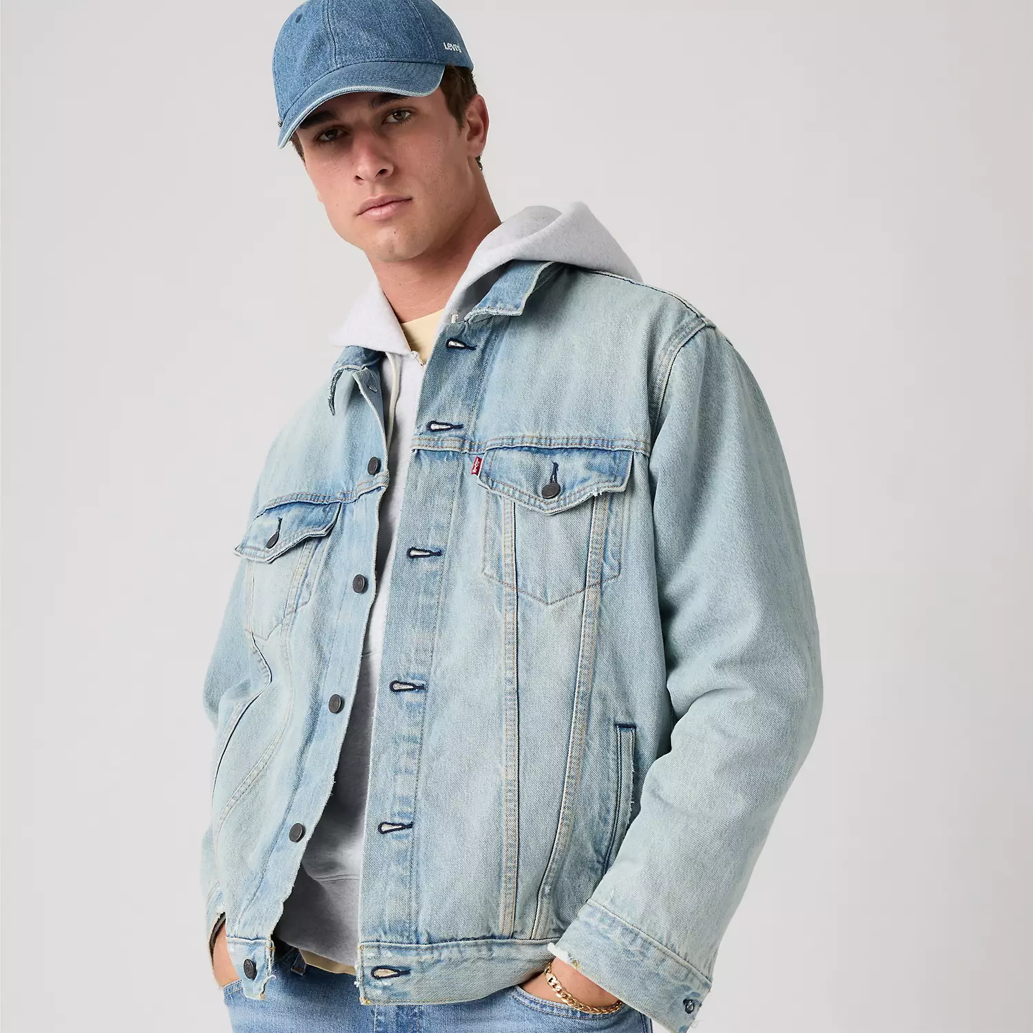 

Куртка дальнобойщика свободного кроя Levi's, цвет Huron Waves - Light Wash