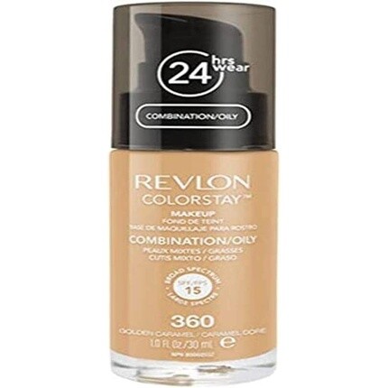 

Revlon Colorstay Liquid Foundation Makeup для комбинированной/жирной кожи SPF 15, среднее полное покрытие и матовый финиш, 30 мл 360 Золотая карамель