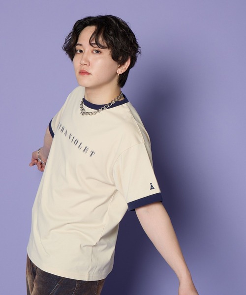 

Футболка с контрастной отделкой, MASHIHO×ALAND, цвет слоновая кость