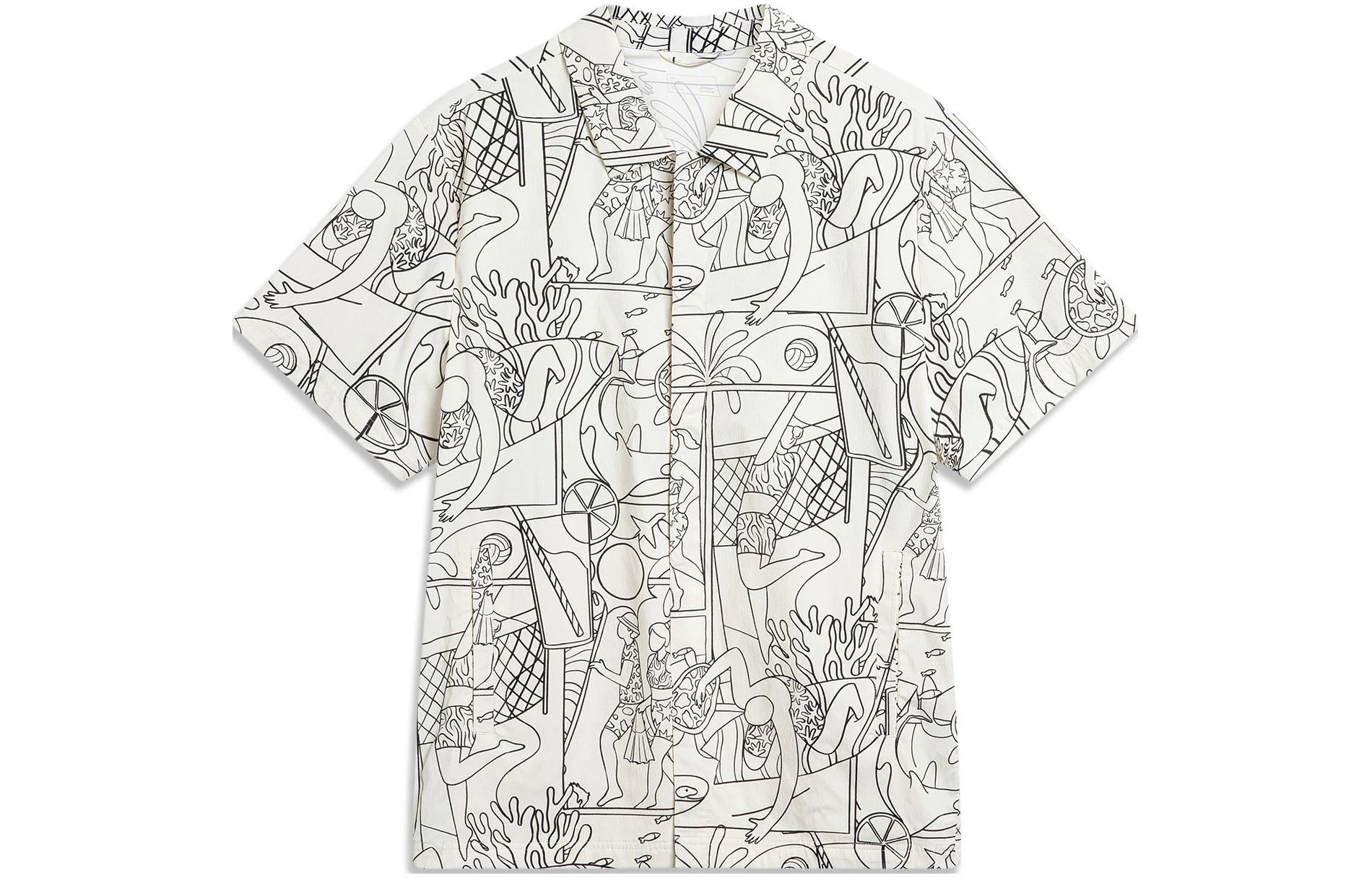 

LINING Рубашка Sports Life Collection мужская, черно-белый принт