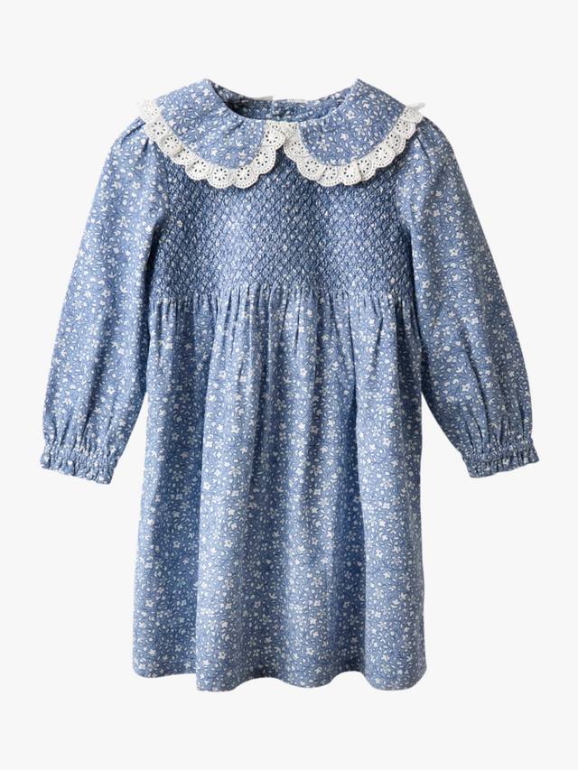 

Детское платье из вельвета с цветочным принтом JoJo Maman Bébé, Blue