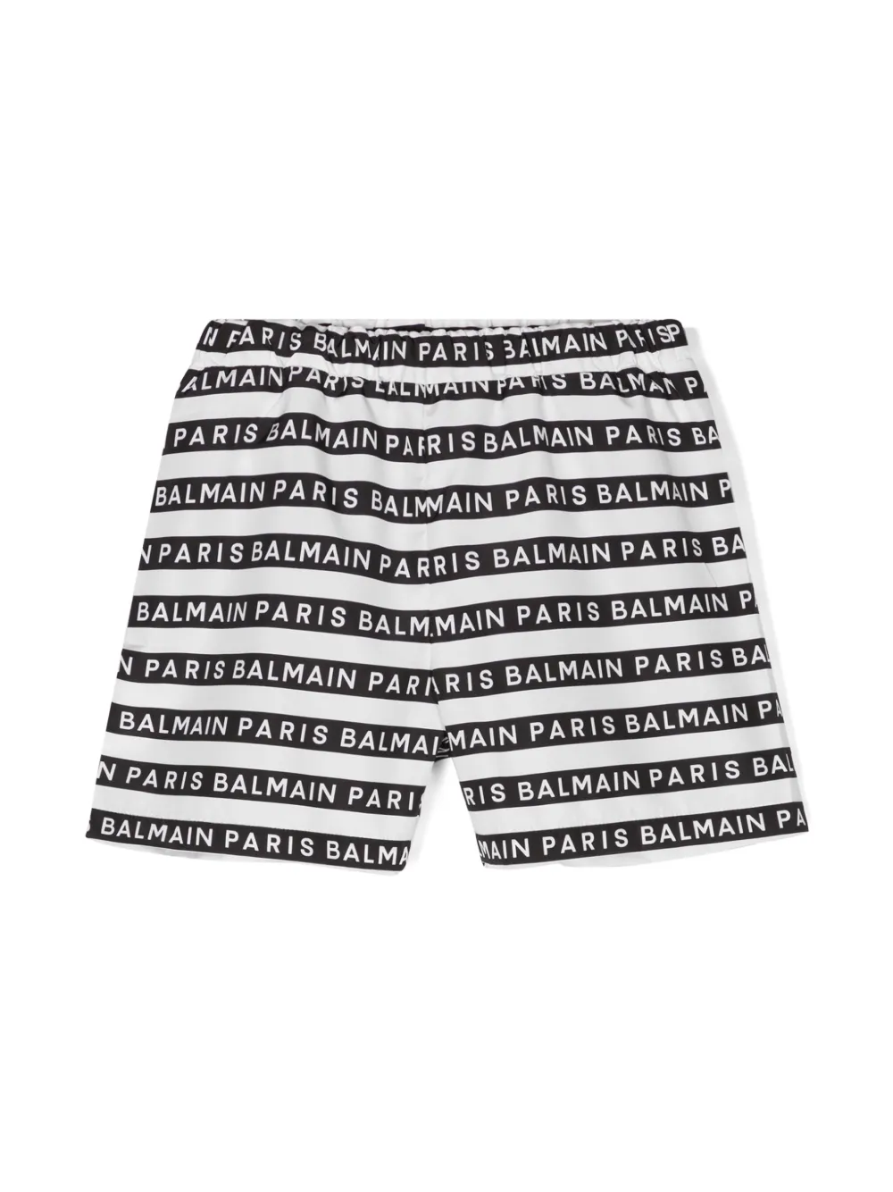 

Плавки-шорты в полоску с логотипом Balmain Kids, черный