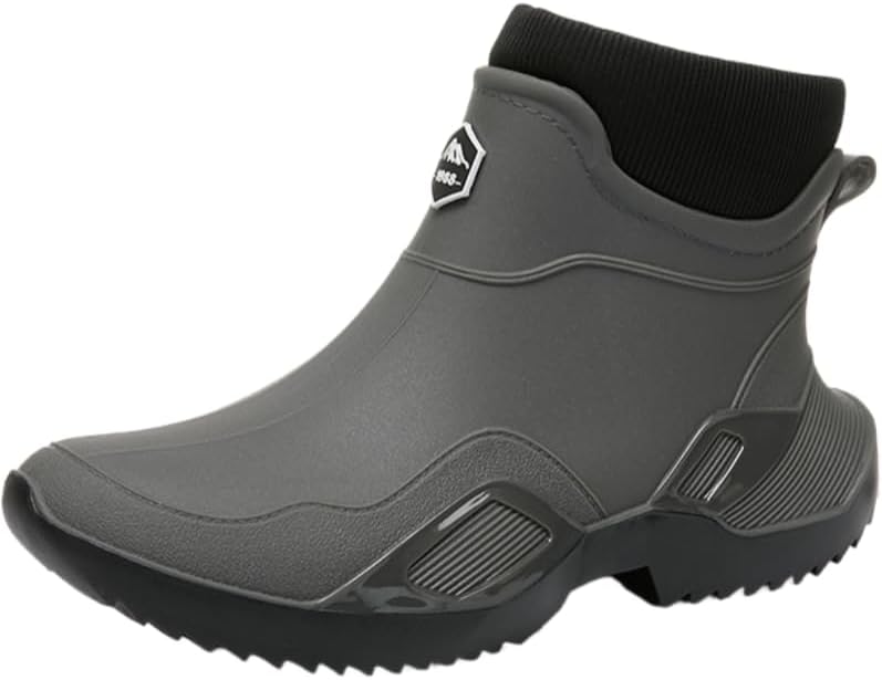 

Модные спортивные водонепроницаемые короткие дождевые ботинки HoaloX для мужчин для романтического кемпинга и восхождений в горы, серый