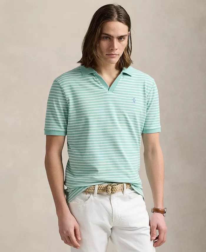 

Мужская классическая полосатая поло из эластичной сетчатой ткани Polo Ralph Lauren, зеленый