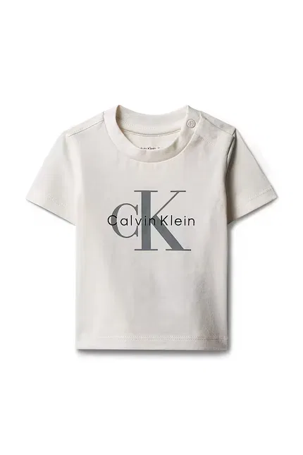 Футболка детская из хлопка с эластаном Calvin Klein Jeans, белый