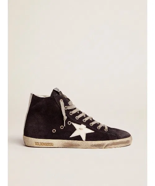 Кроссовки GOLDEN GOOSE Francy, темно-синие замшевые, белая кожа, звезда