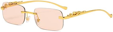 

Винтажные солнцезащитные очки без оправы для женщин и мужчин, для путешествий и вождения, с металлическим рисунком головы леопарда, защита от ультрафиолета UV400 MTZJH, Gold Champagne