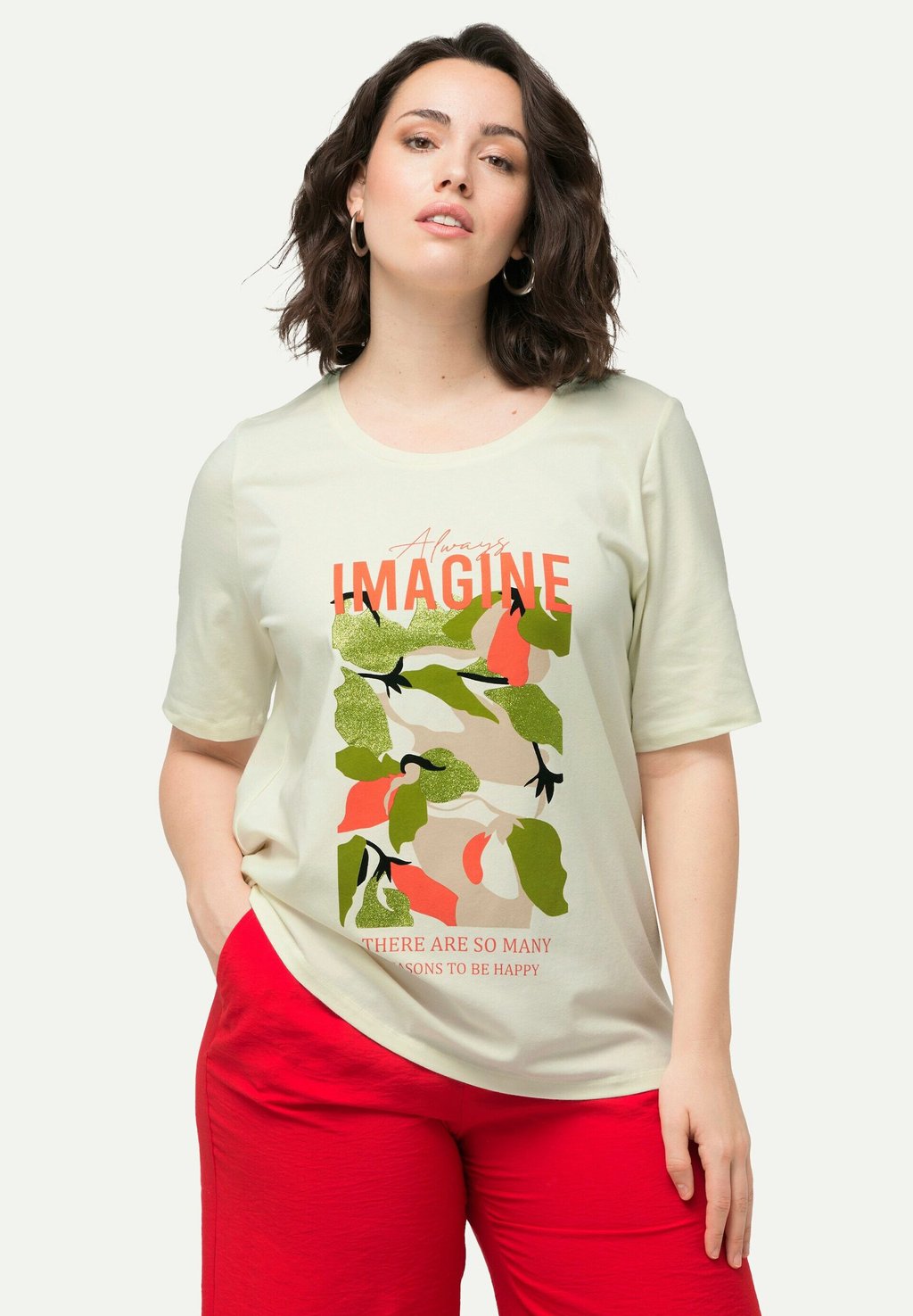 

Футболка с принтом IMAGINE SHORT SLEEVE GRAPHIC Ulla Popken, кремовый