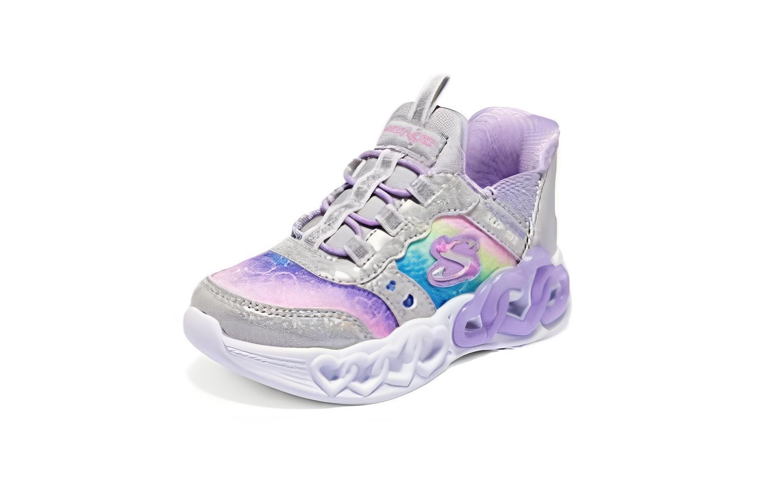 Беспроводные противоскользящие низкие кроссовки для малышей Silver Purple Infant And Toddler Skechers, серебристый/разноцветный — фото 3