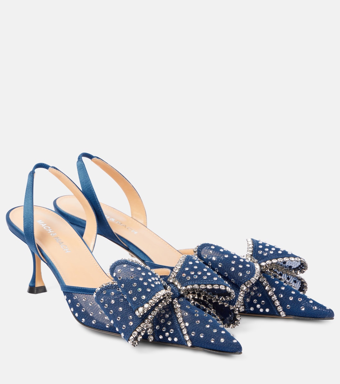 Туфли-лодочки Cadeau 65 с декором и открытой пяткой Mach & Mach, Navy Strass