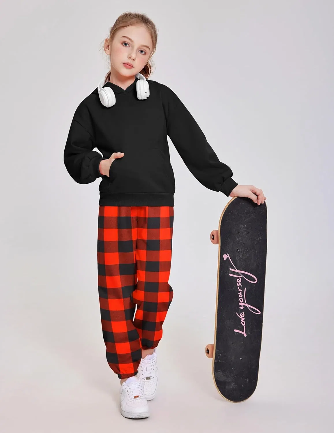 Детский спортивный костюм худи и брюки Arshinet, Black&red Checkered — фото 4
