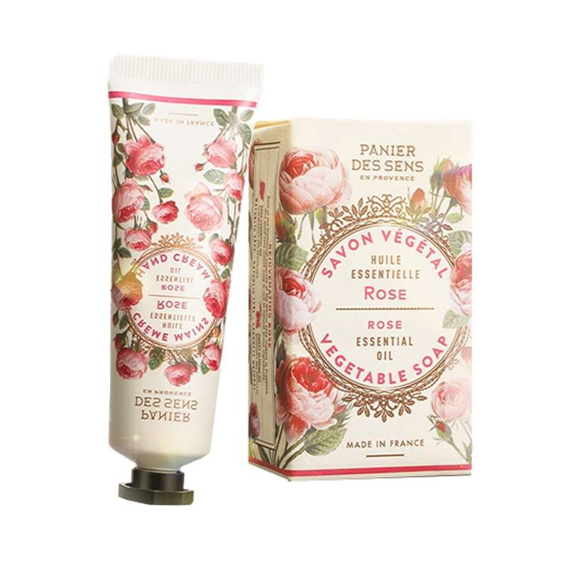 Набор косметических средств Panier des Sens Rejuvenating Rose: крем для рук, 30 мл + мыло с эфирным маслом розы, 150 г — фото 3