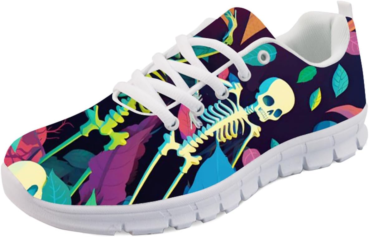 

Кроссовки Forchrinse Hawaiian Corgi Palm для бега для мужчин и женщин, мягкие спортивные, для тренажерного зала и джоггинга, Colorful Skeleton Palm