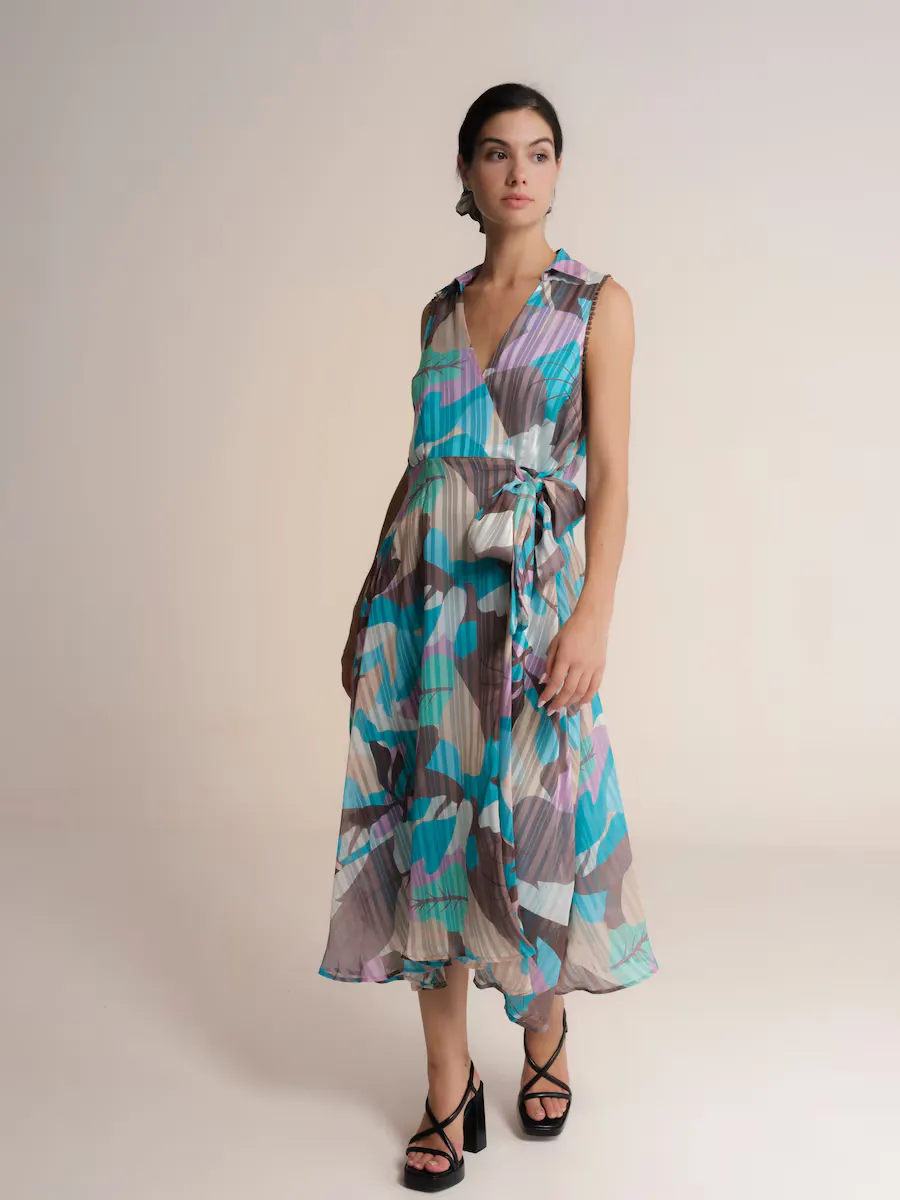 

Миди-платье с лацканами и V-образным перекрестным вырезом Niza, синий