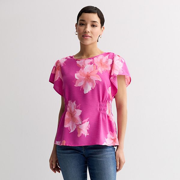 

Женская блузка с затянутыми рукавами-крылышками Nine West, Fuchsia Anita Blooms