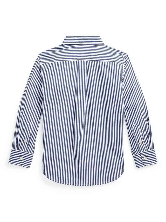 Детская поло с фирменным логотипом и полосками Ralph Lauren, Navy/White — фото 2