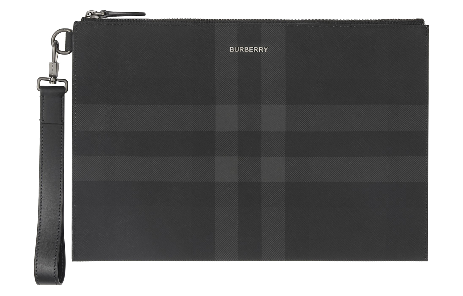 

Burberry Хлопковый клатч-сумка для хранения с отделкой из телячьей кожи, мужской, угольно-серый