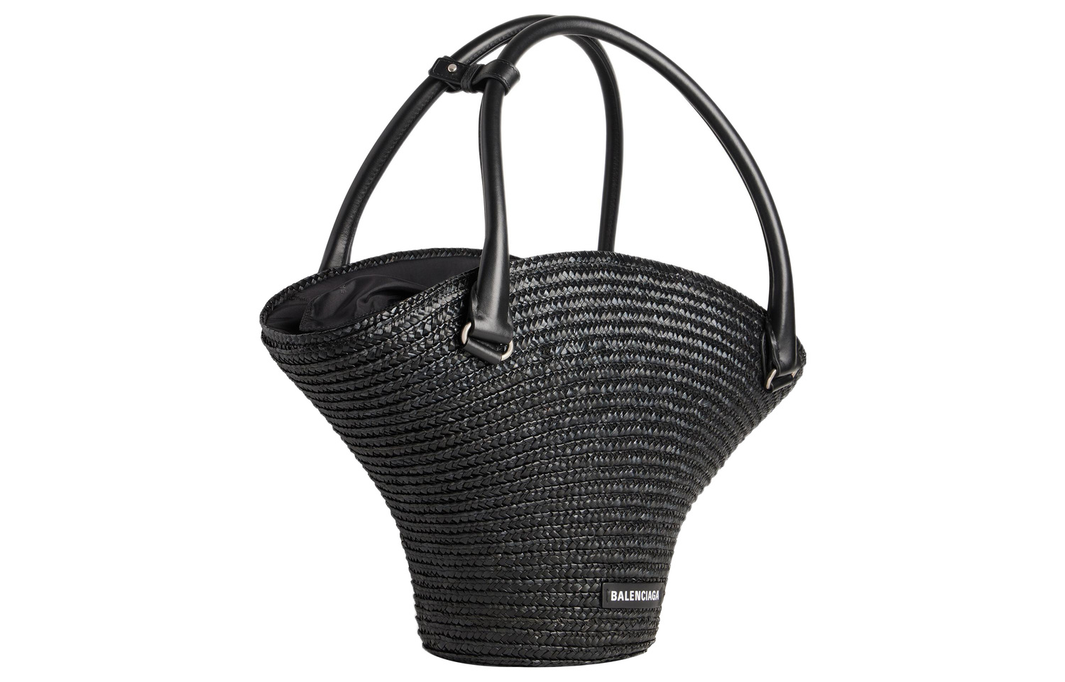 Соломенная сумка среднего размера женская черная Balenciaga, Set (Bag+Dust Bag) — фото 2