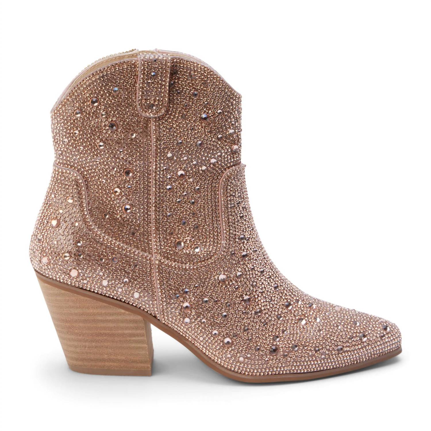 Женские ботильоны Harlow Rhinestone Western Ankle Boots из розового золота Matisse — фото 2