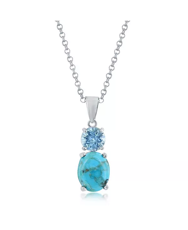 

Подвеска из стерлингового серебра с овальным камнем бирюзой и круглым голубым топазом Simona, turquoise/aqua