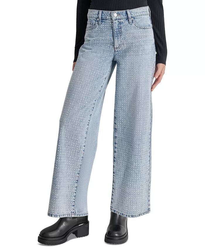 

Джинсы Petite Cotton Wide Leg с высокой талией и заклепками DKNY Jeans, синий