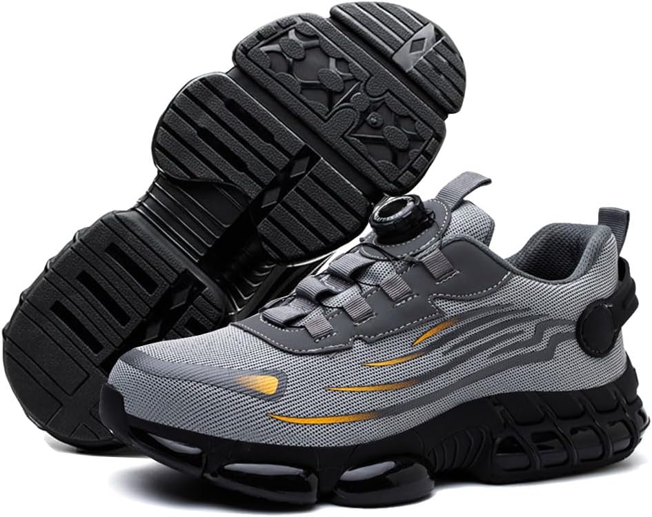 

Легкие рабочие кроссовки со стальным носком для мужчин и женщин, рабочие кроссовки с широким носком, защитные кроссовки с воздушной амортизацией Fuccica, серый