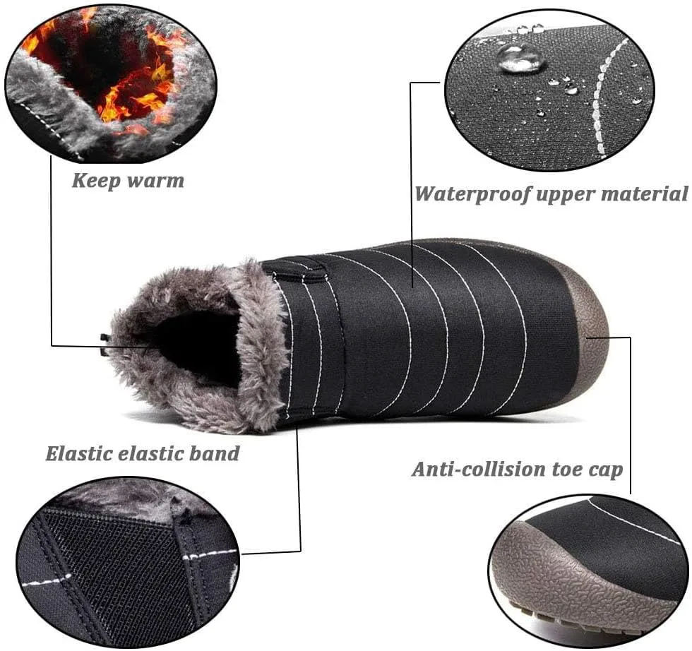 

Мужские водонепроницаемые утепленные ботинки с плюшевой подкладкой для улицы, зимние снежные ботинки, противоскользящие домашние туфли, короткие ботинки HIDRUO, желтый