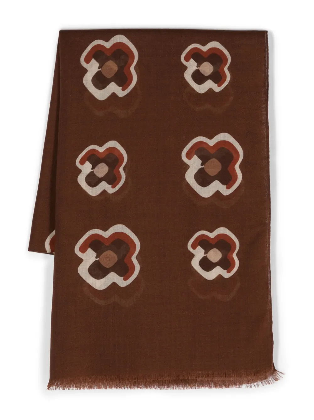 

Шерстяной шарф с бахромой и цветочным принтом Barba, коричневый
