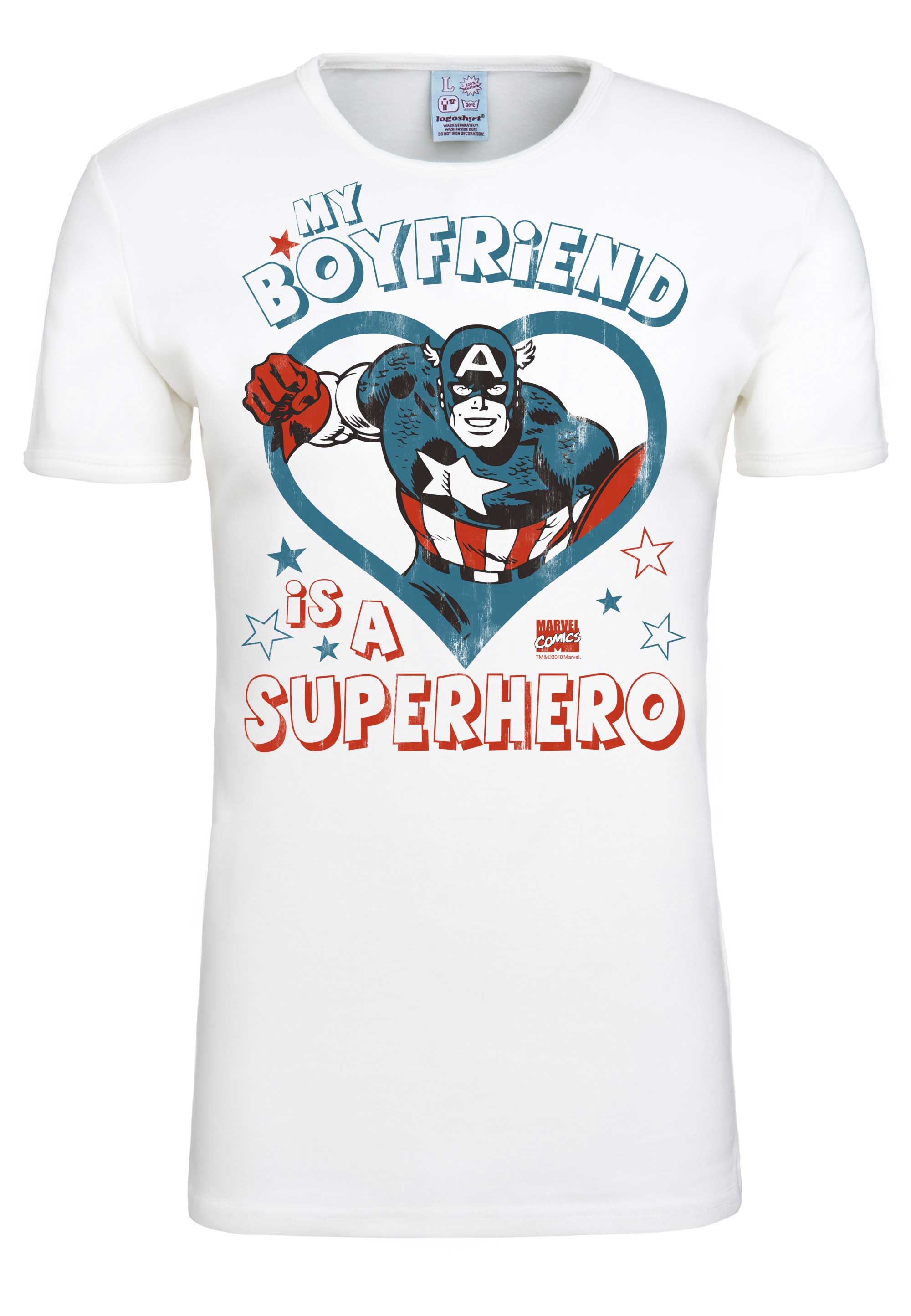 

Футболка Logoshirt Marvel My Boyfriend Is A Superhero, цвет altweiss