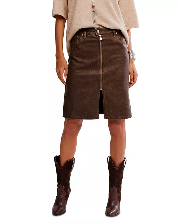 

Юбка из искусственной кожи Sycamore Free People, коричневый