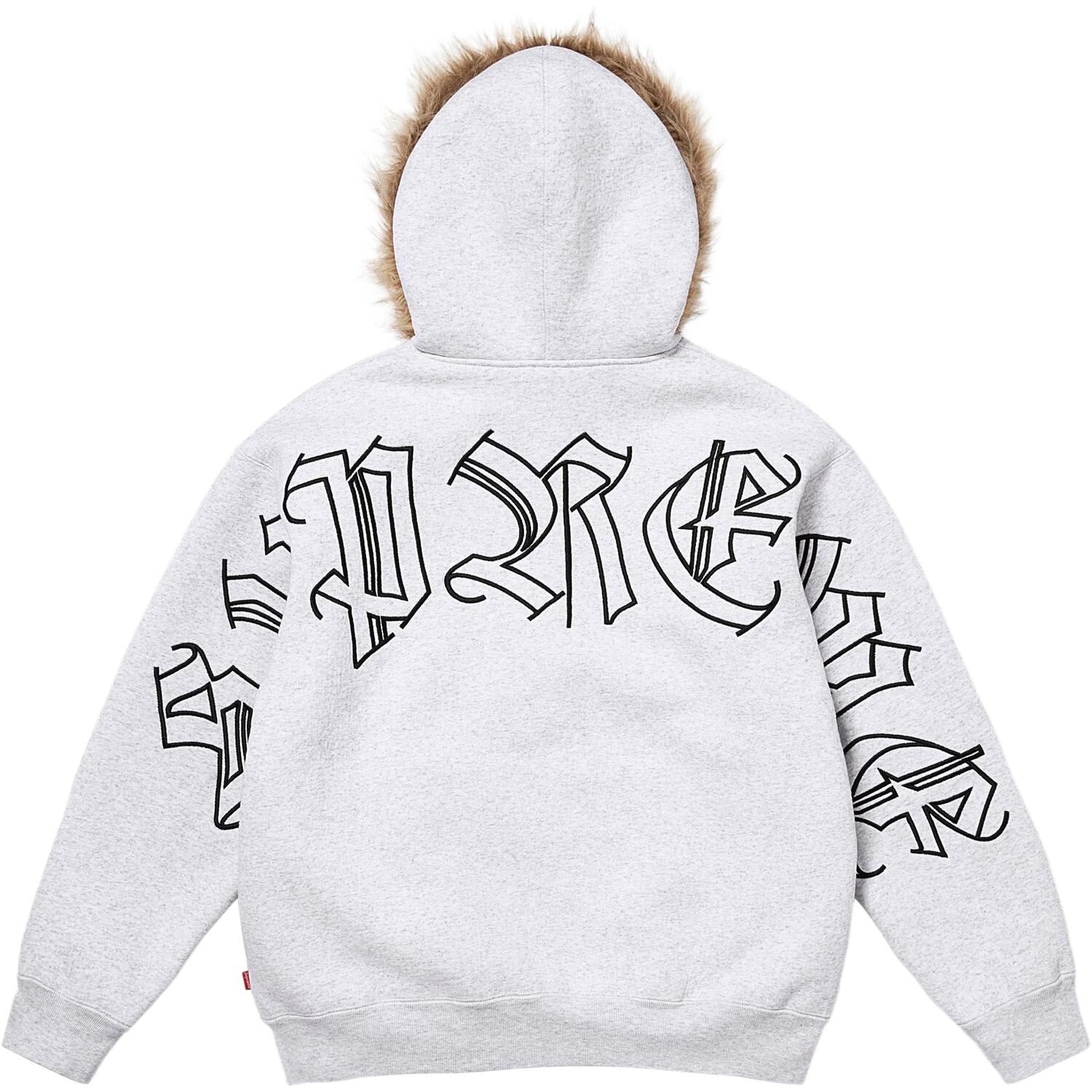 

Худи на молнии из искусственного меха Supreme, серый