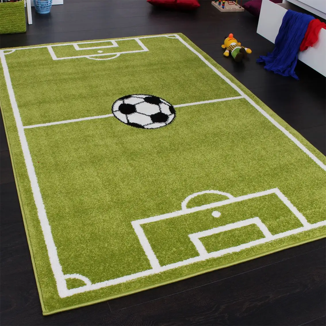 

Детский ковер Paco Home "ECE Fussball 953", прямоугольный, короткий ворс, игровой коврик, мотив футбольного поля, детская комната 120х170 см, зеленый