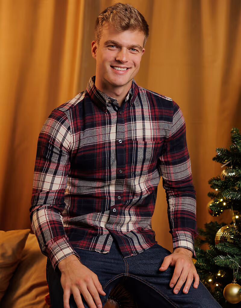 

Рубашка из хлопковой фланели с длинными рукавами, винного цвета French Connection