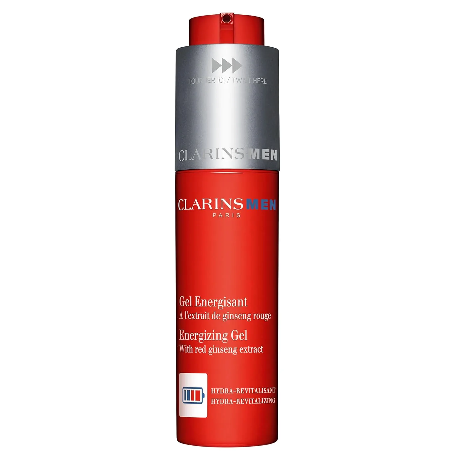 CLARINSMEN Energizing Gel, охлаждающий матирующий увлажняющий гель для мужчин, тонизирует кожу и удерживает влагу, матирует и убирает жирный блеск, невидимая нелипкая текстура, для всех типов кожи, 50 мл, Red
