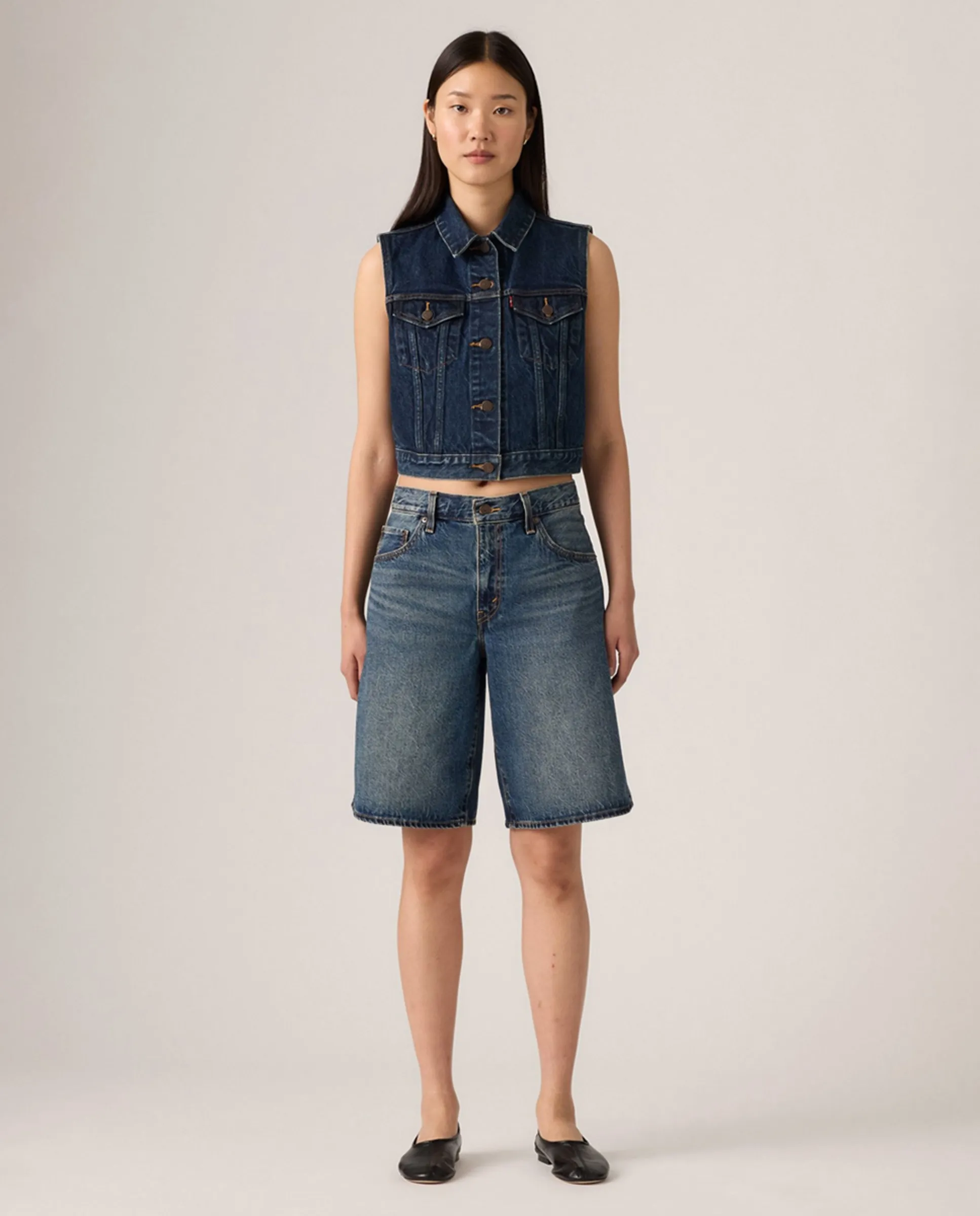 

Короткие джинсы-бермуды для женщин Baggy Dad Jort Levi'S, темно-синий